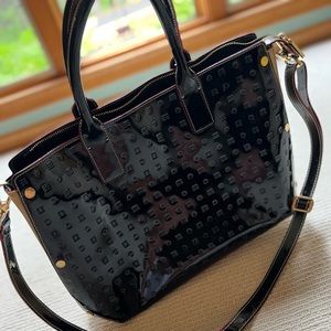 Black patent Italian leather purse
